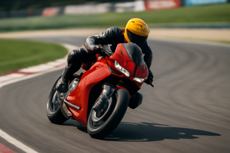 Motorrijder in racepak maakt een snelle bocht op het TT Circuit Assen tijdens een trackday